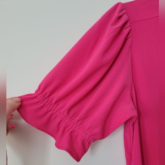 CeCe Ruffle Trim Blouse in Bright Rose NWOT - Picture 8 of 8